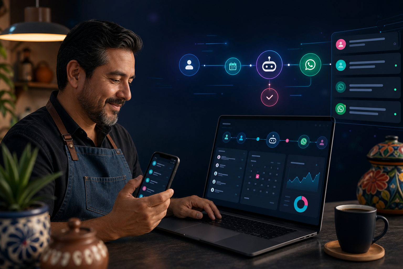Dashboard de operación con leads y automatizaciones
