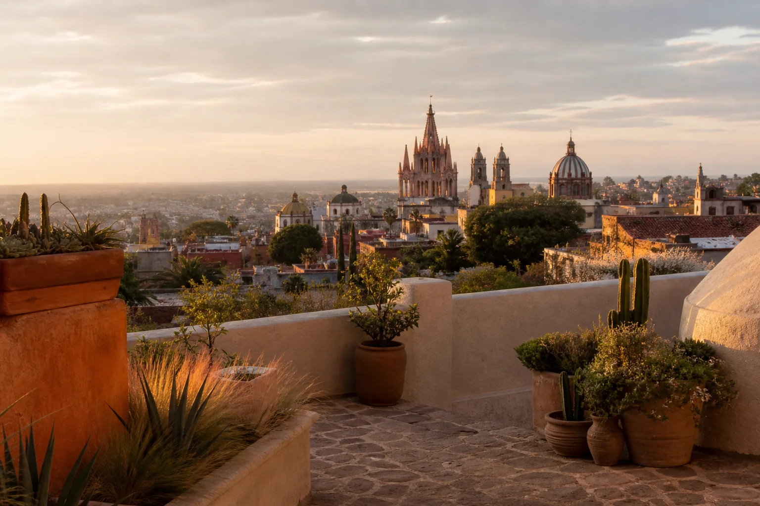 Vista histórica de San Miguel de Allende desde una terraza